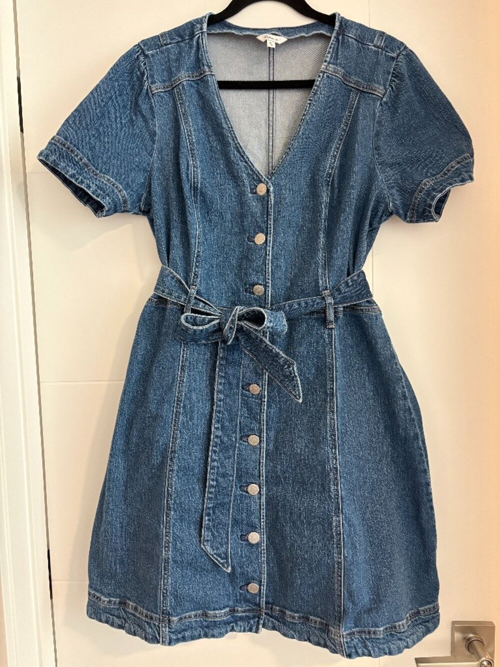 Reitmans Blue Denim Button-Front Overall Dress